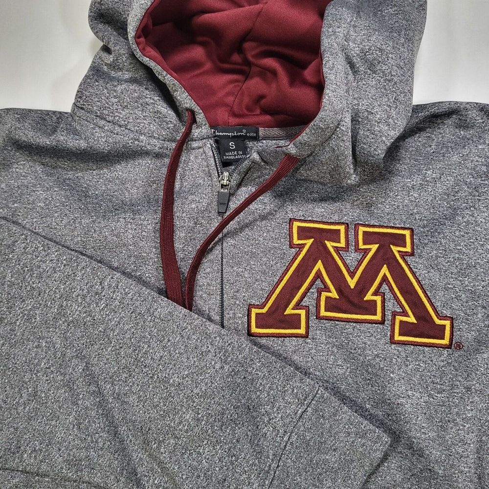 Minnesota Gophers Men's‎ Small Champion Embroidered Gray Full Zip Sweatshirt